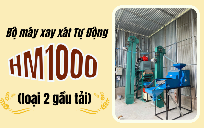Bộ máy xay xát Tự Động HM1000 loại 2 gầu tải ( điện 1 pha) 