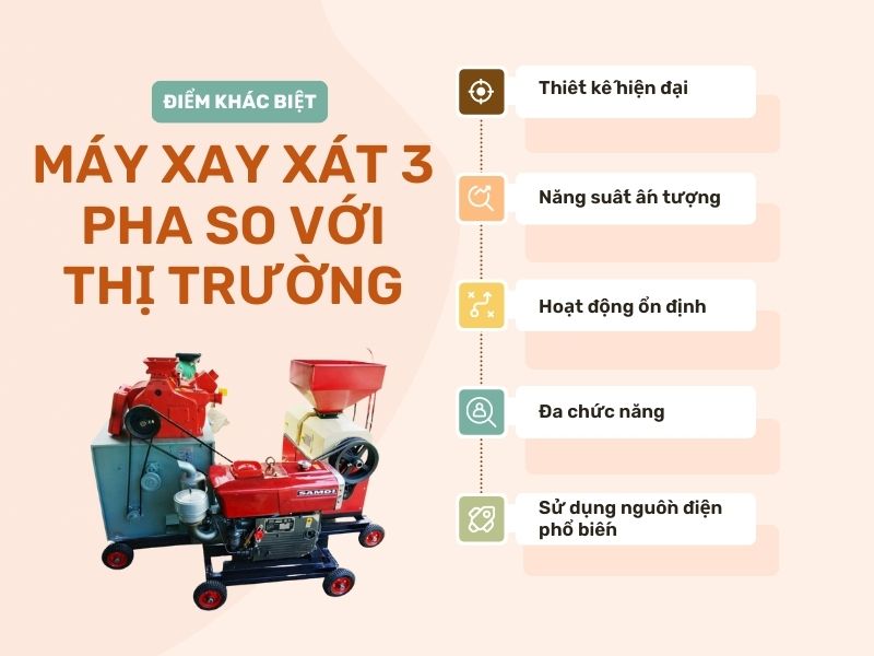 Điểm khác biệt của máy xay xát 3 pha so với thị trường