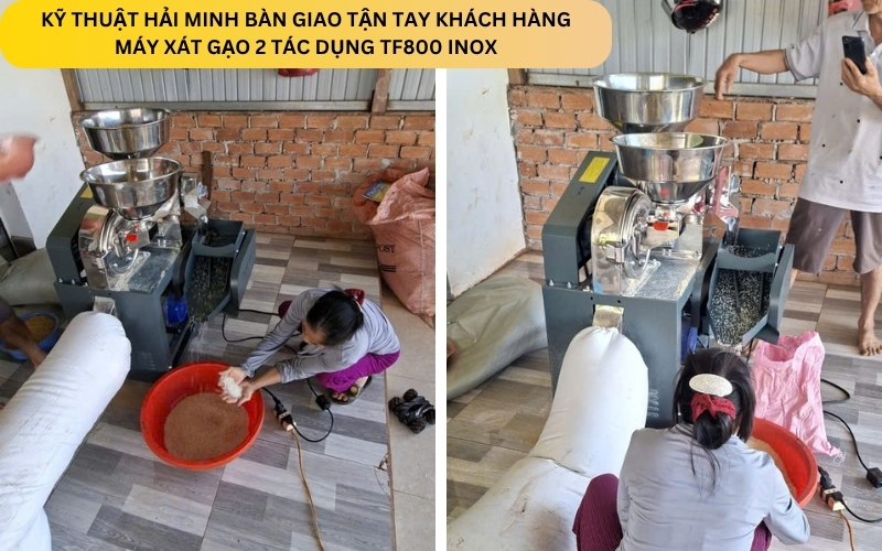 Kỹ thuật Hải Minh bàn giao Máy xát gạo 2 tác dụng TF800 Inox