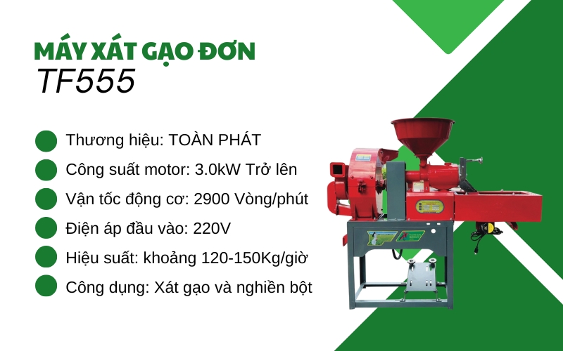 Máy xát gạo đơn TF555