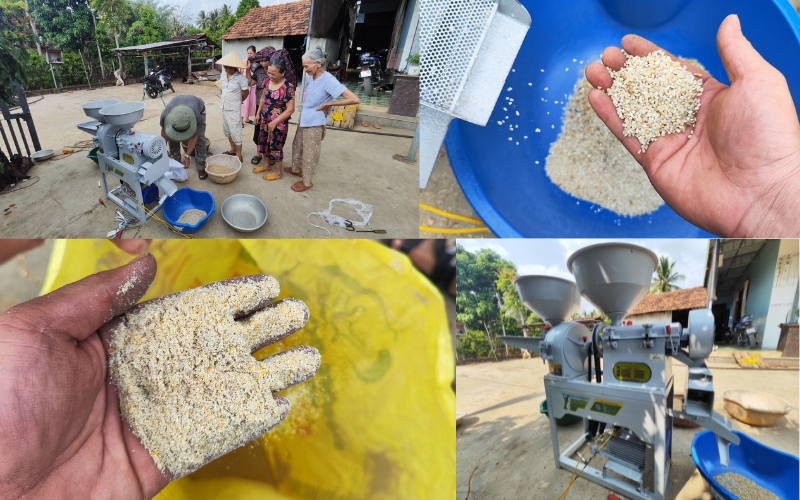 Bàn giao máy xát gạo 2 tác dụng TF888 cho khách