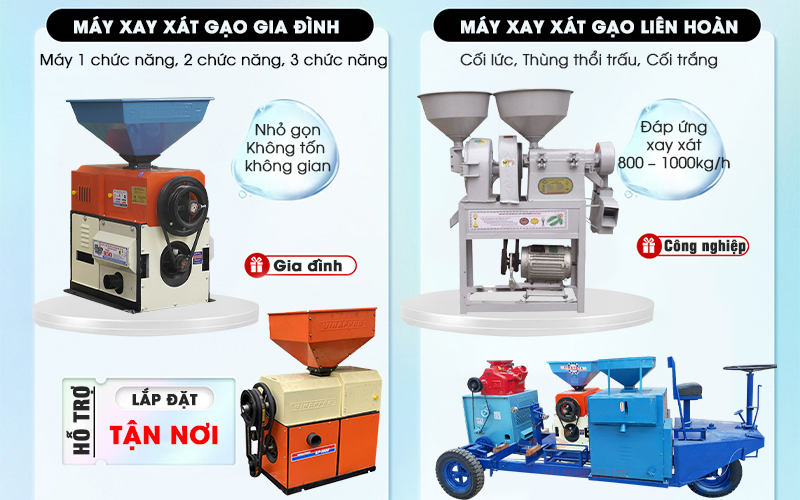 Phân loại cụ thể các dòng máy xay xát lúa gạo hiện nay