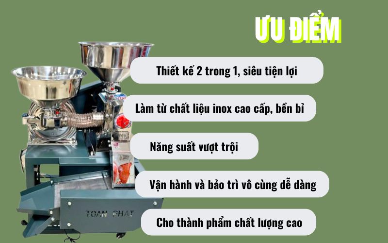 Ưu điểm của máy xát gạo inox 2 tác dụng HM-TF800