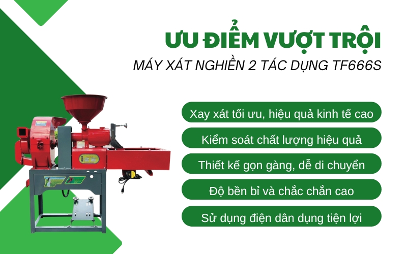 Ưu điểm vượt trội của Máy xát gạo đơn TF555