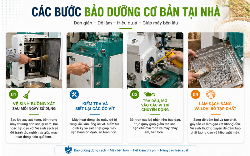 Hướng dẫn bảo dưỡng máy xay xát gạo đúng cách