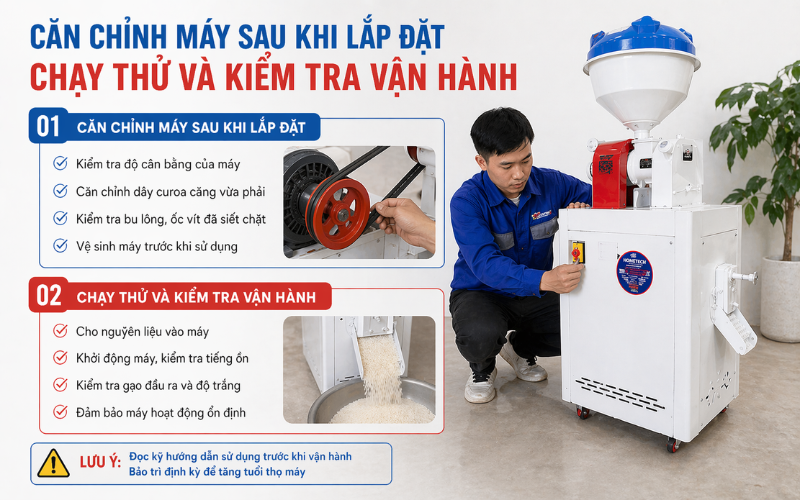 Căn chỉnh máy sau khi lắp đặt