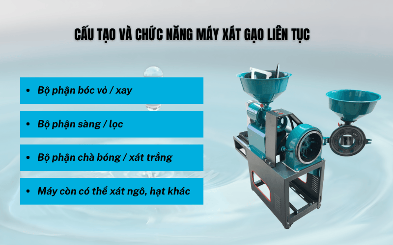 Cấu tạo và chức năng máy xát gạo liên tục