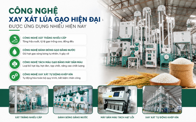 Công nghệ xay xát lúa gạo hiện đại được ứng dụng nhiều hiện nay