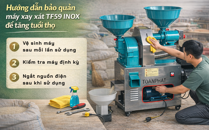 Hướng dẫn bảo quản máy xay xát TF59 INOX để tăng tuổi thọ