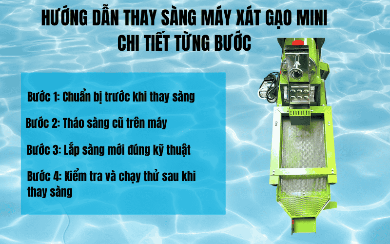 Hướng dẫn thay sàng máy xát gạo mini chi tiết từng bước