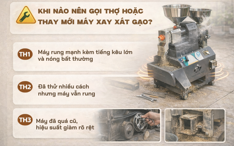 Khi nào nên gọi thợ hoặc thay mới máy xay xát gạo?
