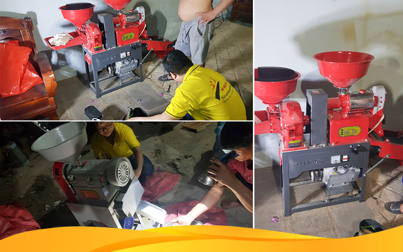 kĩ thuật hải minh bàn giao Máy xát gạo 3 chức năng TF777