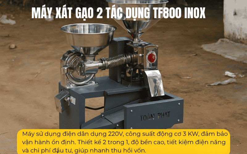 Máy xát gạo 2 tác dụng TF800 Inox