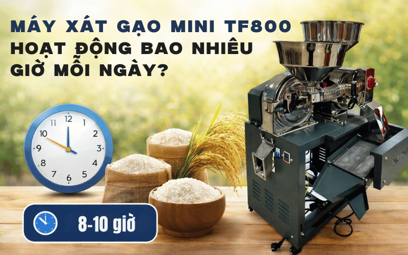 Máy xát gạo mini TF800 hoạt động bao nhiêu giờ mỗi ngày
