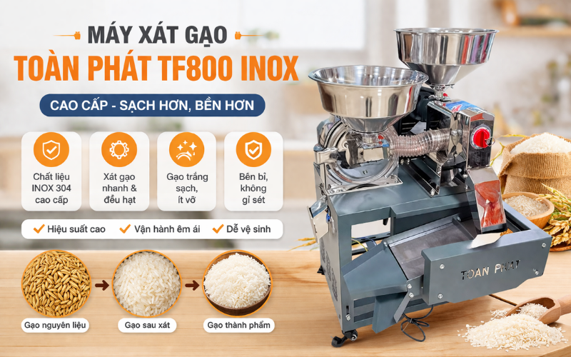 Máy xát gạo Toàn Phát TF800 INOX