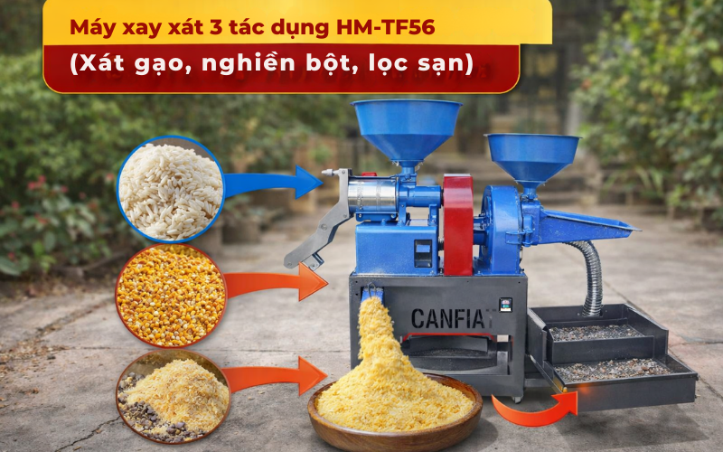 Máy xay xát 3 tác dụng HM-TF56 ( Xát gạo, nghiền bột, lọc sạn)