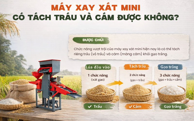 Máy xay xát mini có tách trấu và cám được không