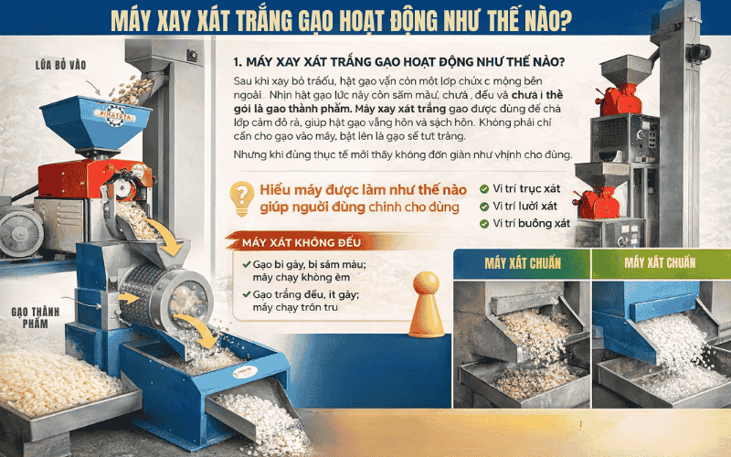 Máy xay xát trắng gạo hoạt động như thế nào?
