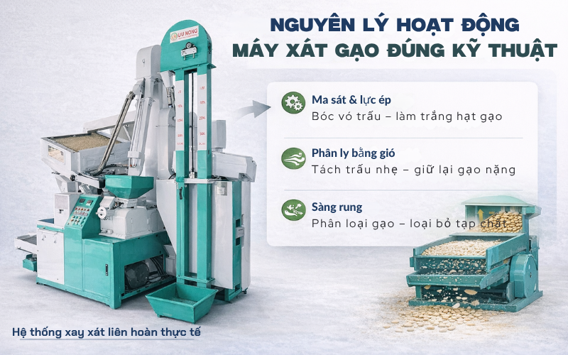 Nguyên lý hoạt động máy xát gạo đúng kỹ thuật
