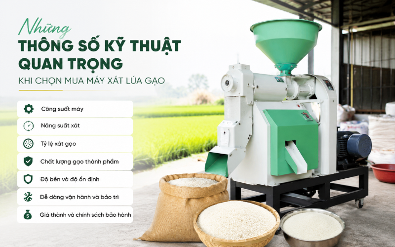 Những Thông Số Kỹ Thuật Quan Trọng Khi Chọn Mua Máy Xát Lúa Gạo
