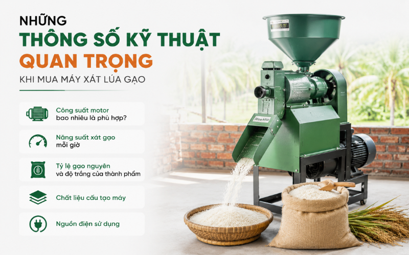 Những thông số kỹ thuật quan trọng khi mua máy xát lúa gạo