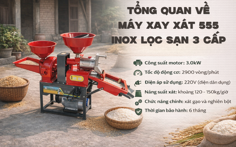 Review Máy Xay Xát Gạo 555 Inox Cho Gia Đình Nông Thôn
