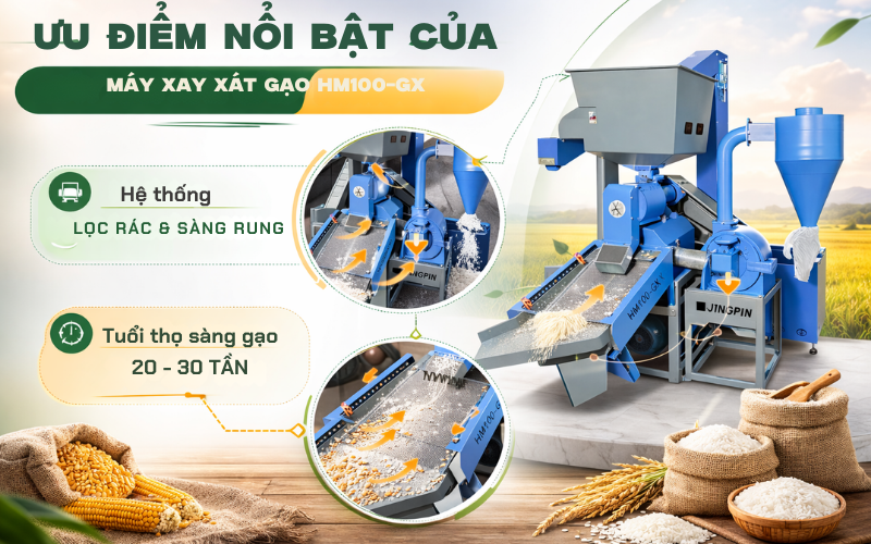 Ưu điểm nổi bật của máy xay xát gạo HM100-GX