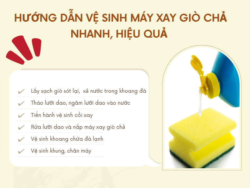 Hướng dẫn vệ sinh máy xay giò chả nhanh, hiệu quả