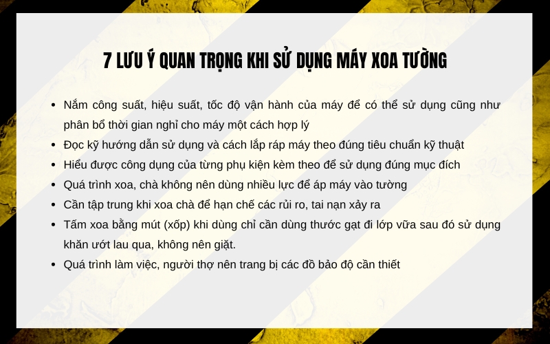 7 lưu ý quan trọng khi sử dụng máy xoa tường