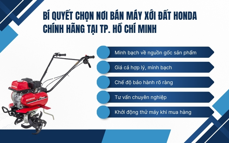 Bí quyết chọn nơi bán máy xới đất Honda chính hãng tại TP. Hồ Chí Minh