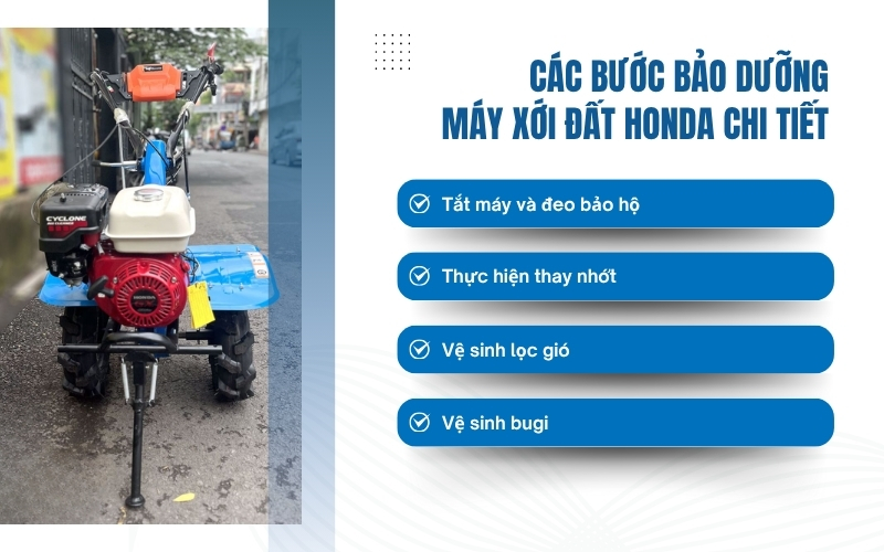 Các bước bảo dưỡng máy xới đất Honda chi tiết
