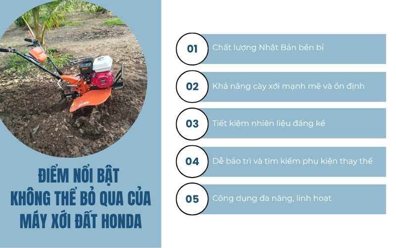 Điểm nổi bật không thể bỏ qua của máy xới đất Honda