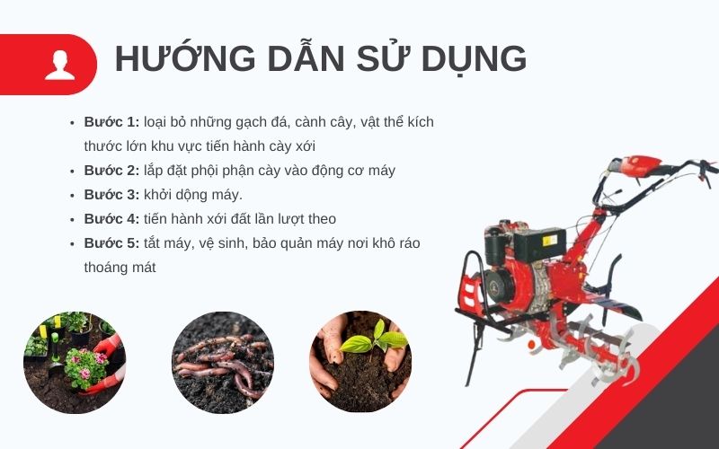 Hướng dẫn sử dụng máy xới đất 178 hiệu quả
