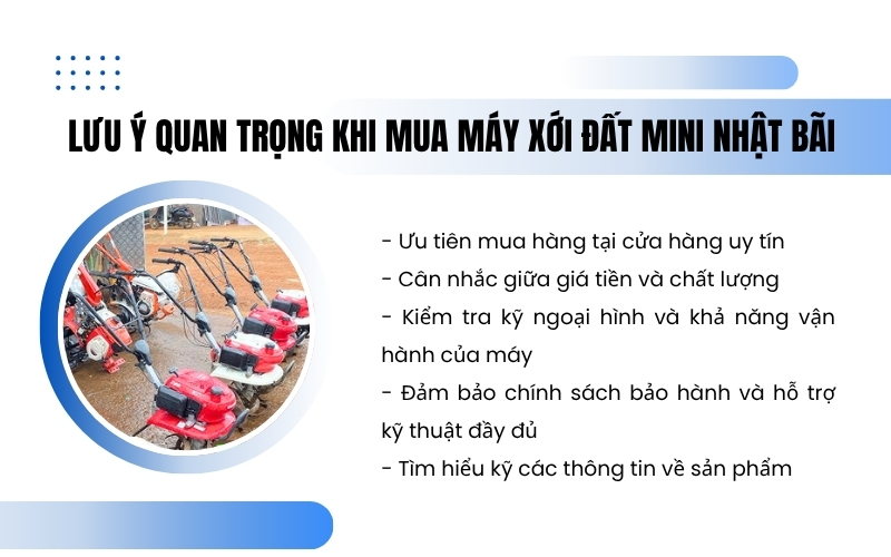 Lưu ý quan trọng khi mua máy xới đất mini Nhật bãi