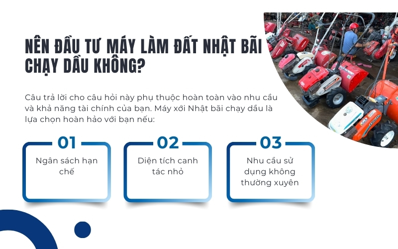 Nên đầu tư máy làm đất Nhật bãi chạy dầu không?