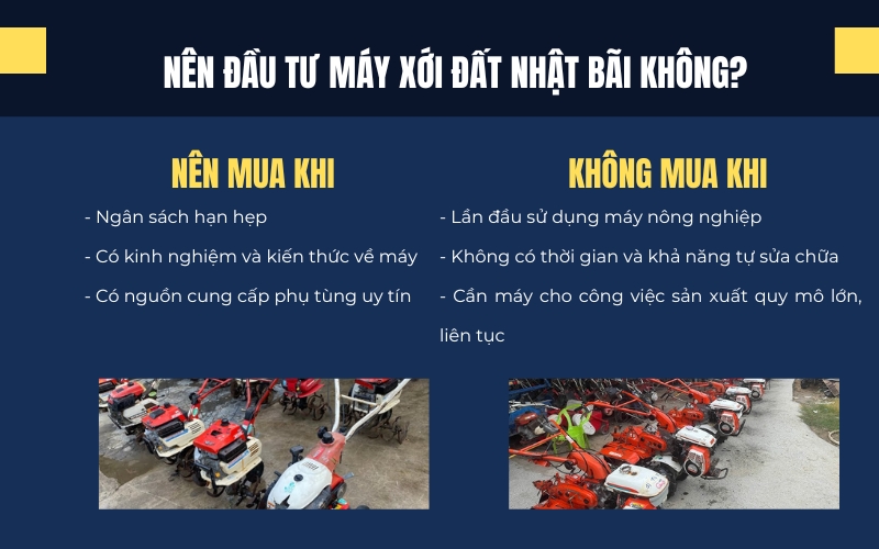 Nên đầu tư máy xới đất Nhật bãi không?