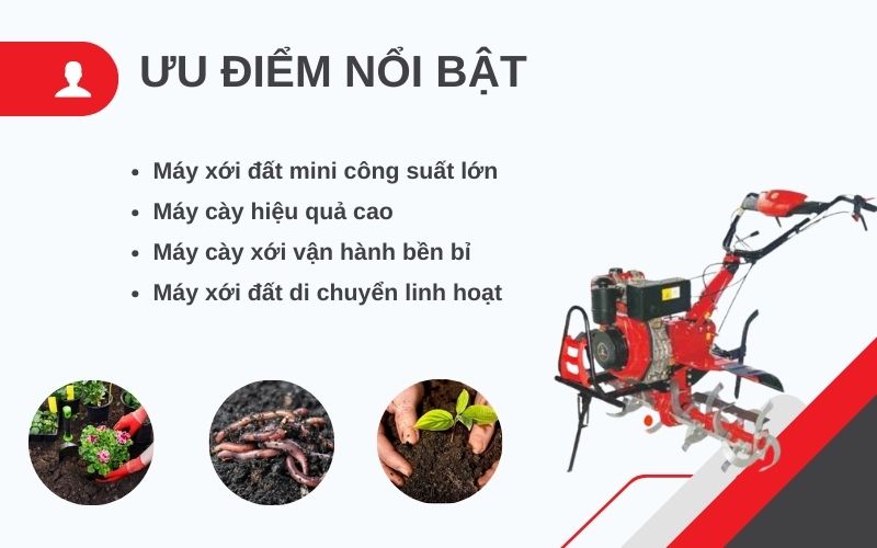 Ưu điểm nổi bật của máy xới đất chạy dầu 178 chuyển hướng