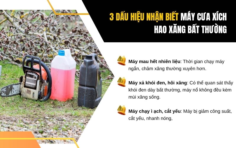 3 dấu hiệu nhận biết máy cưa xích hao xăng bất thường
