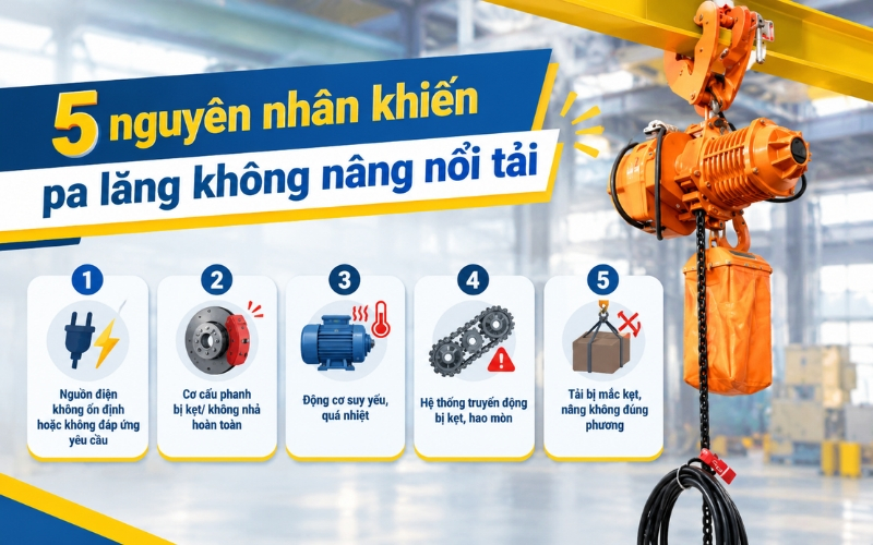 5 nguyên nhân khiến pa lăng không nâng nổi tải
