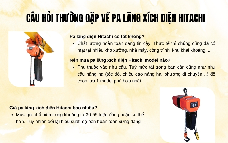 Các câu hỏi thường gặp về pa lăng xích điện Hitachi