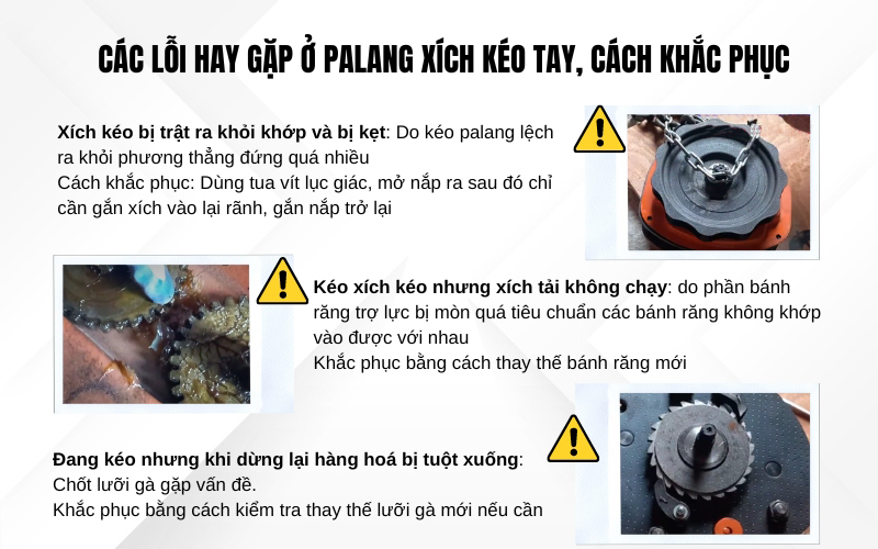 Các lỗi hay gặp ở palang xích kéo tay và cách khắc phục