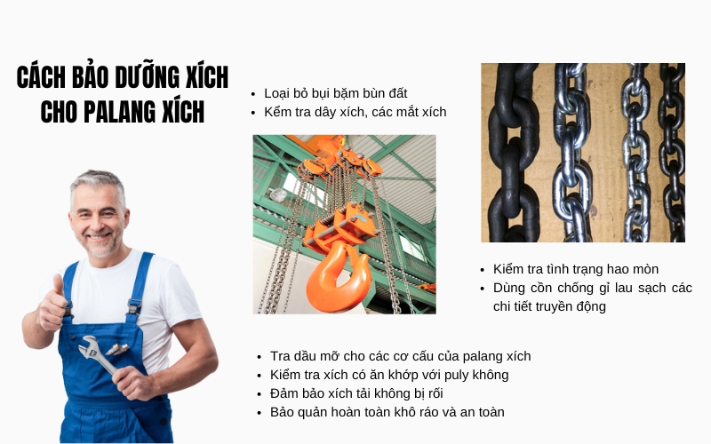 Cách bảo dưỡng xích cho palang xích đúng cách