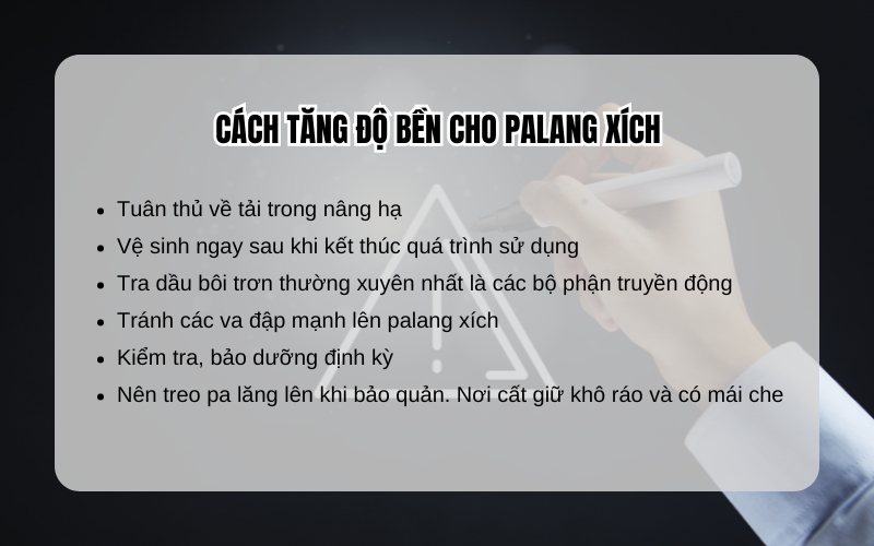 Cách tăng độ bền cho palang xích