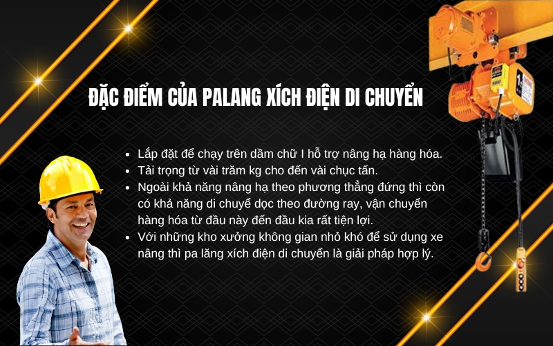 Đặc điểm của dòng palang xích điện di chuyển