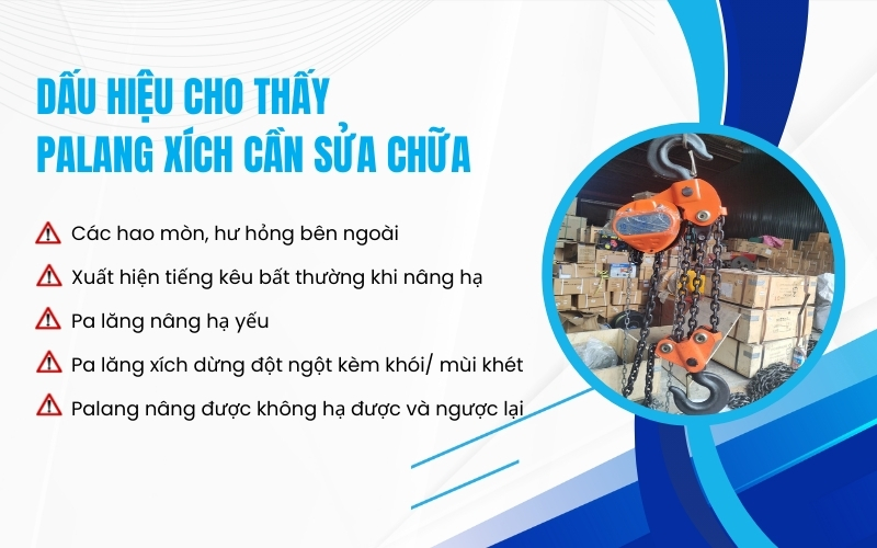 Dấu hiệu cho thấy palang xích cần sửa chữa