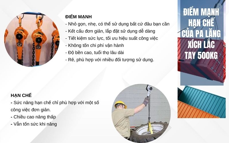 Điểm mạnh – hạn chế của pa lăng xích lắc tay 500kg