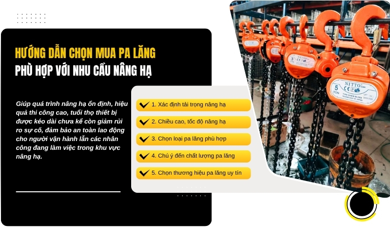 Hướng dẫn chọn mua pa lăng phù hợp với nhu cầu nâng hạ