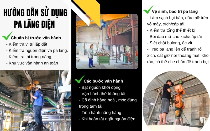 Hướng dẫn sử dụng pa lăng điện đúng cách, an toàn