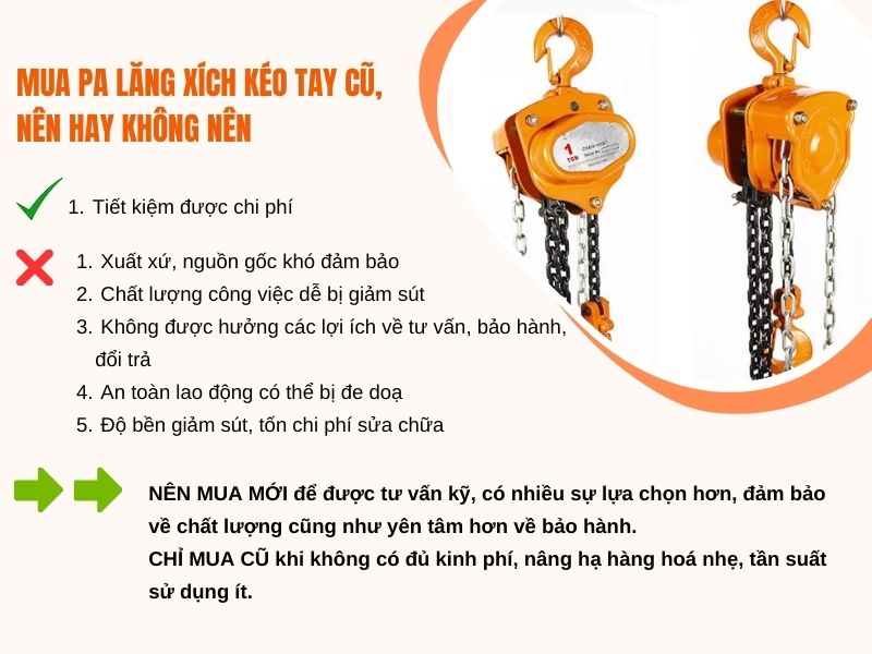 Mua pa lăng xích kéo tay cũ, nên hay không nên