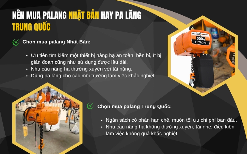 Nên mua palang Nhật Bản hay pa lăng Trung Quốc